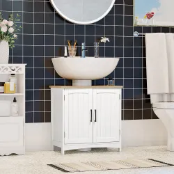 Mueble para Debajo del Lavabo Armario de Suelo para Baño de Madera Estilo Moderno 60x30x60 cm Blanco - Ogal.Es