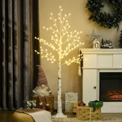 Árbol Sintético con 120 Luces LED IP44 con Brillo Ajustable Decoración para Interiores 20x20x150 cm Blanco - Ogal.Es