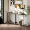 Mesa Consola Estrecha con Estación de Carga Diseño Industrial Estructura de Acero 160x20x80 cm Marrón Rústico - Ogal.Es