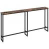 Mesa Consola Estrecha con Estación de Carga Diseño Industrial Estructura de Acero 160x20x80 cm Marrón Rústico - Ogal.Es