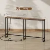 Mesa Consola Estrecha con Estación de Carga Diseño Industrial Estructura de Acero 160x20x80 cm Marrón Rústico - Ogal.Es
