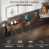 Mesa Consola Estrecha con Estación de Carga Diseño Industrial Estructura de Acero 160x20x80 cm Marrón Rústico - Ogal.Es
