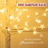 Árbol de Cerezo Artificial con 120 Luces LED Brillo Ajustable Decoración para Interiores 21x21x150 cm Blanco - Ogal.Es