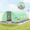 Invernadero de Túnel 6x3x2 m con Puerta Enrollable 8 Ventanas de Malla y Estructura de Acero Galvanizado Verde - Ogal.Es