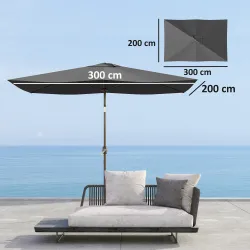 Toldo de Recambio de Sombrilla de 3x2 m Toldo de Repuesto para Sombrilla con Ventilación Superior Protección UV ... - Ogal.Es