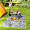 Alfombra de Exterior Reversible 182x274 cm con Patrón Geométrico de Cenefa Impermeable con Bolsa Gris y Blanco - Ogal.Es