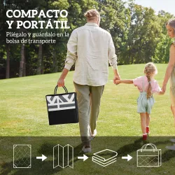 Alfombra de Exterior Reversible 182x274 cm con Patrón Geométrico de Cenefa Impermeable con Bolsa Gris y Blanco - Ogal.Es