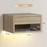 Juego de 2 Mesitas de Noche Flotantes con Luces LED RGB Control de APP Cajón Estante Abierto Natural - Ogal.Es
