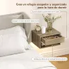 Juego de 2 Mesitas de Noche Flotantes con Luces LED RGB Control de APP Cajón Estante Abierto Natural - Ogal.Es