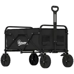 Carro de Jardín Plegable con Ruedas Bloqueables Mango Ajustable Portavasos Carga 80 kg para Campaña 85x50x99 cm ... - Ogal.Es