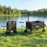 Carro de Jardín Plegable con Ruedas Bloqueables Mango Ajustable Portavasos Carga 80 kg para Campaña 85x50x99 cm ... - Ogal.Es