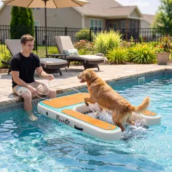 Rampa de Agua Hinchable para Perros para Piscina Barcos Lagos 151x102 cm con Superficie Antideslizante de EVA - Ogal.Es