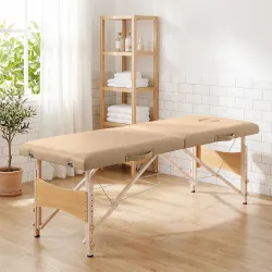 Camilla de Masaje Plegable con Marco de Madera con Altura Regulable y Bolsa de Transporte 186x60x61-87 cm Marrón - Ogal.Es