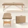 Camilla de Masaje Plegable con Marco de Madera con Altura Regulable y Bolsa de Transporte 186x60x61-87 cm Marrón - Ogal.Es