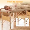 Camilla de Masaje Plegable con Marco de Madera con Altura Regulable y Bolsa de Transporte 186x60x61-87 cm Marrón - Ogal.Es
