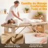 Camilla de Masaje Plegable con Marco de Madera con Altura Regulable y Bolsa de Transporte 186x60x61-87 cm Marrón - Ogal.Es