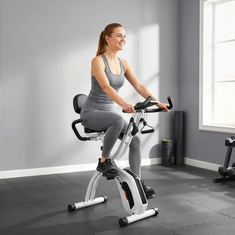 Bicicleta Estática Plegable con 8 Niveles de Resistencia Volante Pantalla LCD Bluetooth Pulsómetro y Sillín Ajus... - Ogal.Es