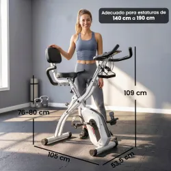 Bicicleta Estática Plegable con 8 Niveles de Resistencia Volante Pantalla LCD Bluetooth Pulsómetro y Sillín Ajus... - Ogal.Es