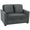 Sofá Cama 2 Plazas 3 en 1 con Respaldo Ajustable Bolsillos Laterales 2 Almohadas para Sala de Estar Gris Oscuro - Ogal.Es