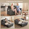 Sofá Cama 2 Plazas 3 en 1 con Respaldo Ajustable Bolsillos Laterales 2 Almohadas para Sala de Estar Gris Oscuro - Ogal.Es