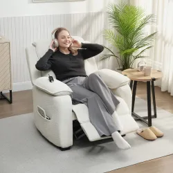 Sillón relax eléctrico sillón reclinable puerto USB reposapiés bolsillos laterales mando a distancia 86x90x103cm... - Ogal.Es