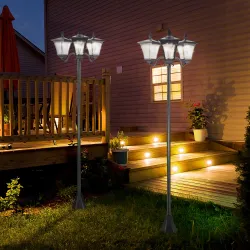 Conjunto de 2 Farolas Solares de Exterior con 3 Luces LED Impermeable IP44 para Camino Terraza 51,5x47x182,5 cm ... - Ogal.Es