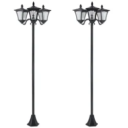 Conjunto de 2 Farolas Solares de Exterior con 3 Luces LED Impermeable IP44 para Camino Terraza 51,5x47x182,5 cm ... - Ogal.Es