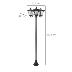Conjunto de 2 Farolas Solares de Exterior con 3 Luces LED Impermeable IP44 para Camino Terraza 51,5x47x182,5 cm ... - Ogal.Es