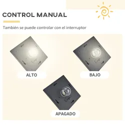 Conjunto de 2 Farolas Solares de Exterior con 3 Luces LED Impermeable IP44 para Camino Terraza 51,5x47x182,5 cm ... - Ogal.Es