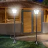 Conjunto de 2 Luces Solares para Jardín con Panel Solar Encendido Automático Impermeable IP44 18x18x160 cm Negro - Ogal.Es