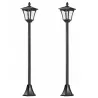 Conjunto de 2 Luces Solares para Jardín con Panel Solar Encendido Automático Impermeable IP44 18x18x160 cm Negro - Ogal.Es