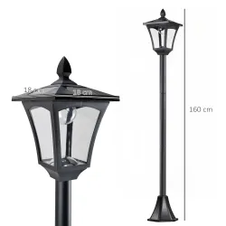 Conjunto de 2 Luces Solares para Jardín con Panel Solar Encendido Automático Impermeable IP44 18x18x160 cm Negro - Ogal.Es