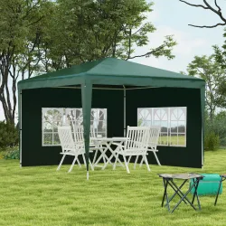 Conjunto de 1 Carpa de Jardín 3x3 m Anti-UV Impermeable y 2 Paredes Laterales 3x2 m para Carpa 3x3 m y 3x6 m Verde - Ogal.Es