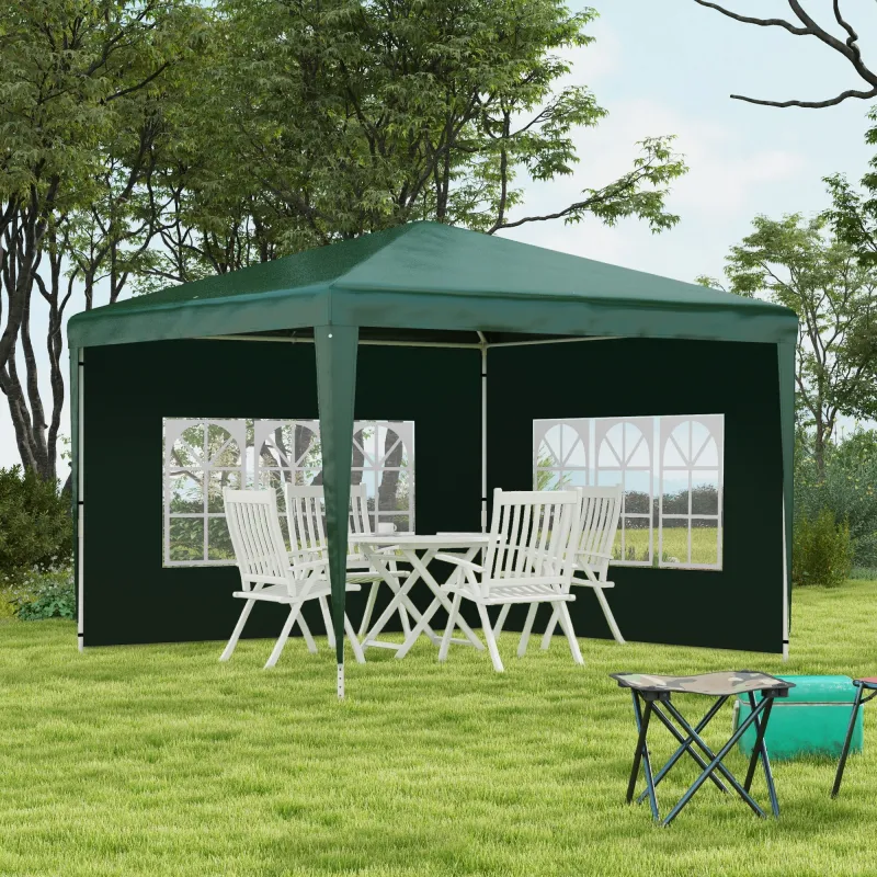Conjunto de 1 Carpa de Jardín 3x3 m Anti-UV Impermeable y 2 Paredes Laterales 3x2 m para Carpa 3x3 m y 3x6 m Verde - Ogal.Es