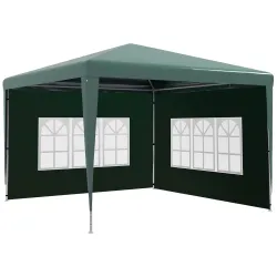 Conjunto de 1 Carpa de Jardín 3x3 m Anti-UV Impermeable y 2 Paredes Laterales 3x2 m para Carpa 3x3 m y 3x6 m Verde - Ogal.Es