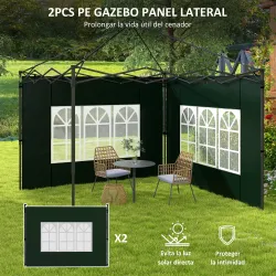 Conjunto de 1 Carpa de Jardín 3x3 m Anti-UV Impermeable y 2 Paredes Laterales 3x2 m para Carpa 3x3 m y 3x6 m Verde - Ogal.Es