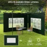 Conjunto de 1 Carpa de Jardín 3x3 m Anti-UV Impermeable y 2 Paredes Laterales 3x2 m para Carpa 3x3 m y 3x6 m Verde - Ogal.Es