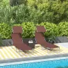 Conjunto de 2 Tumbonas Plegables con Toldo Desmontable Respaldo Ajustable en 5 Niveles 187x58x36 cm Marrón - Ogal.Es
