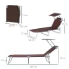 Conjunto de 2 Tumbonas Plegables con Toldo Desmontable Respaldo Ajustable en 5 Niveles 187x58x36 cm Marrón - Ogal.Es