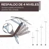 Conjunto de 2 Tumbonas Plegables con Toldo Desmontable Respaldo Ajustable en 5 Niveles 187x58x36 cm Marrón - Ogal.Es