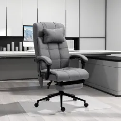 Conjunto de 1 Silla de Masaje Reclinable con 6 Puntos de Masaje y 1 Alfombra Protectora de Suelo Gris y Transpar... - Ogal.Es