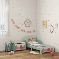 Conjunto para Niños Incluye 1 Cama Infantil Carga Máx. 40 kg 143x77x60 cm y 1 Baúl de Almacenamiento 60x37x39 cm... - Ogal.Es