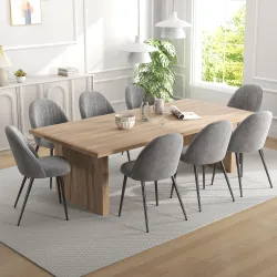 Pack de 8 Sillas de Comedor Modernas Sillas de Cocina Tapizada en Terciopelo con Respaldo Alto 50x52x83 cm Gris - Ogal.Es