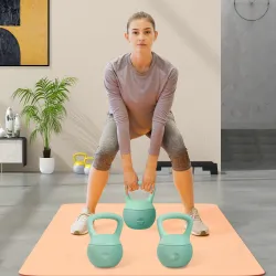 3 Pesas Rusas 6/8/10 kg Kettlebell Relleno de Arena Metálica y Mango Antideslizante para Entrenamiento en Casa V... - Ogal.Es