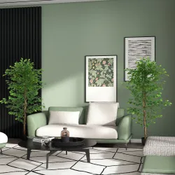 Pack de 2 Plantas Artificiales con Troncos Naturales 180 cm Ficus Sintética con 1260 Hojas Decoración para Hogar... - Ogal.Es