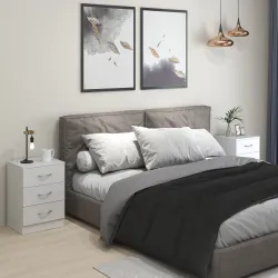 Conjunto de 2 Mesitas de Noche con 3 Cajones para Dormitorio o Salón 40x35x58 cm Blanco - Ogal.Es