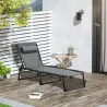 Conjunto de 2 Tumbonas Plegables con Respaldo Ajustable Reposacabezas y Estructura de Acero 185x58x30 cm Gris - Ogal.Es