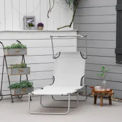 Set de 2 Tumbonas de Jardín Reclinables con Toldo Desmontable y Respaldo Ajustable en 4 Niveles 187x58x36cm Gris... - Ogal.Es