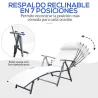 Set de 2 Tumbonas de Jardín Plegables con Respaldo Ajustable Almohada y Reposabrazos 137x63,5x100,5 cm Beige - Ogal.Es