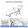 Set de 2 Tumbonas de Jardín Plegables con Respaldo Ajustable Almohada y Reposabrazos 137x63,5x100,5 cm Beige - Ogal.Es